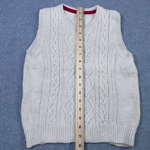 Oshkosh B'gosh Cotton Wool Beige Cable Knit Sweater Vest Boys Size 7 Academia - Picture 4 of 5