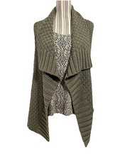 Chico  s Sleeveless Textured Open Front Vest Womens Size 1 Medium/8 Lagenlook