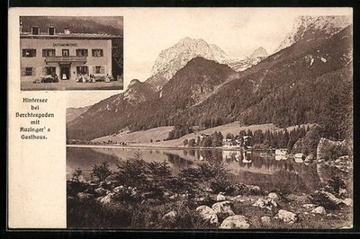 Hintersee near Berchtesgaden, Gasthaus Auzinger, panorama, postcard 1913 