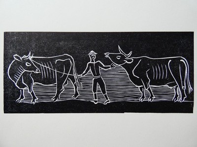 Gerhard Marcks - the old and the new year, woodcut 1976