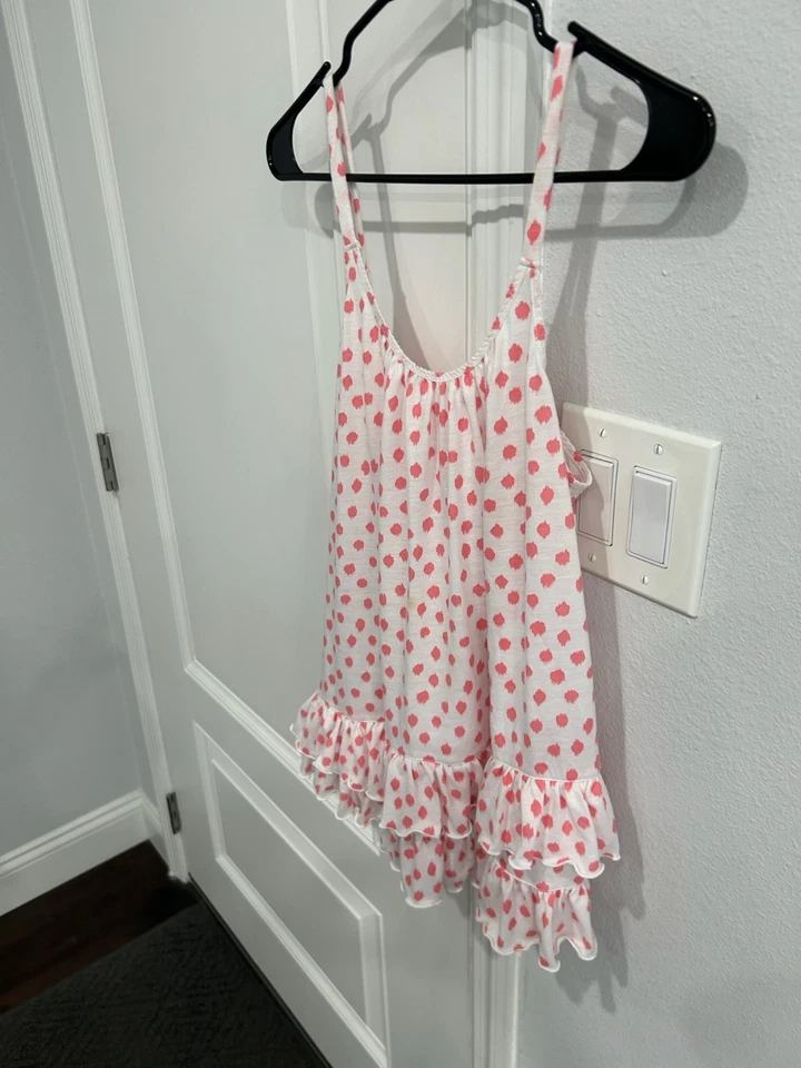 Oscar De La Renta Pink Label Polka Dot Ruffle Short Pajama Set Sz Medium Lounge - Image 4 of 4