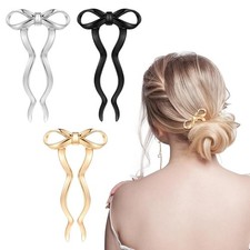 3 pieces of women's bow tie French hair clip acetate women French hair clip, ...