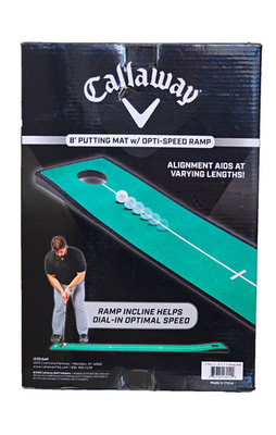 Callaway 8 ft Putting Mat w/ Opti-Speed Ramp, New In Box