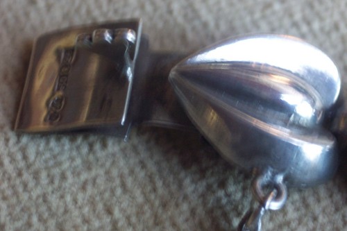Sterling silver Sweden 1940's bracelet 7" 3 crowns - Picture 5 of 13