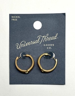 Universal Thread Gold Thick Small Modern Hoop Earrings Nickel Free NWT