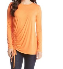 Karen Kane Women's Ruch Pullover Blouse, Orange, X-Small