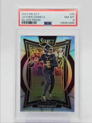 JAYDEN DANIELS 2024 SELECT CONCOURSE ROOKIE SILVER PRIZM RC PSA 8 Q0902