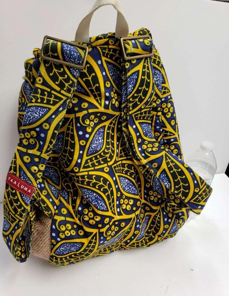Mochila de Mano Taaluma Costa de Marfil Azul Amarillo Arpillera Foto 3 de 4