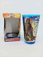 Blue Godzilla Laser Cut Pint 16oz Glass with Box Toho Co Ltd Legendary Read