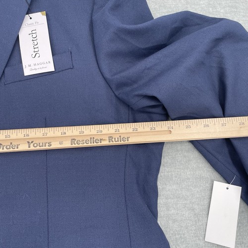 NEW $220 Haggar Suit Jacket Sport Blazer Navy Classic Fit Stretch Mens 44 Short - Picture 11 of 13