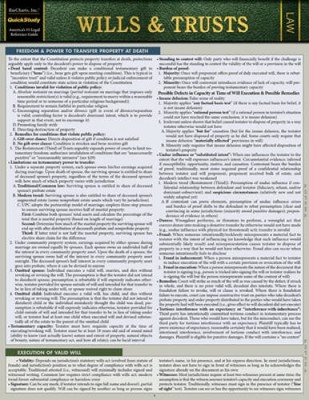 Wills & Trusts: A Quickstudy Laminated Law Reference & Bar Exam - VERY GOOD