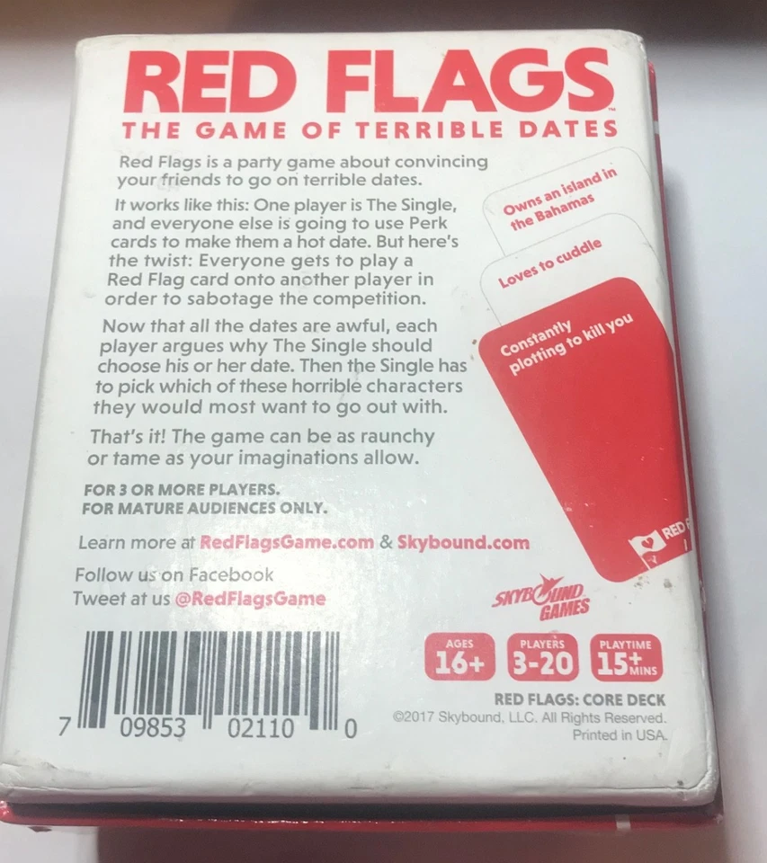 Banderas Rojas El Juego de Fechas Terribles Juego de Fiesta para Adultos Pequeño y Portátil Divertido Foto 2 de 4