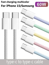 60W USB C to USB C Fast Charging Cable PD Type C Braided Charger Cord