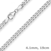 4,1Mm Armband Panzerkette Armschmuck Aus 925 Silber Rhodiniert 19Cm