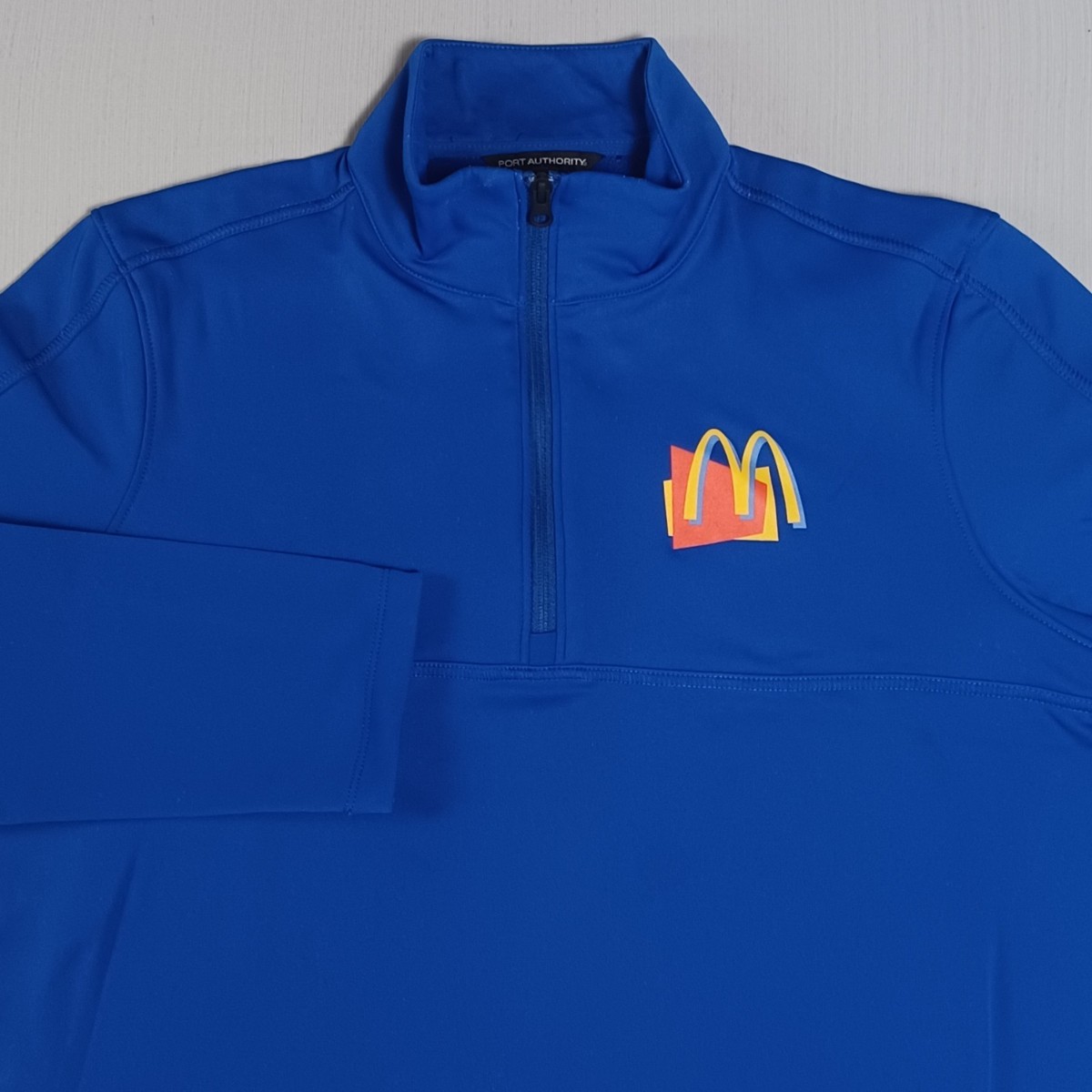 Vtg McDonalds 1/4 ZIp Pullover Sweatshirt Mens Large Blue Employee 