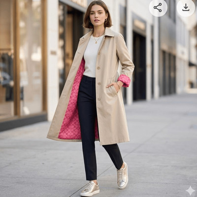 Coach signature c logo pink lining Mac classic trench coat modern heritage singl