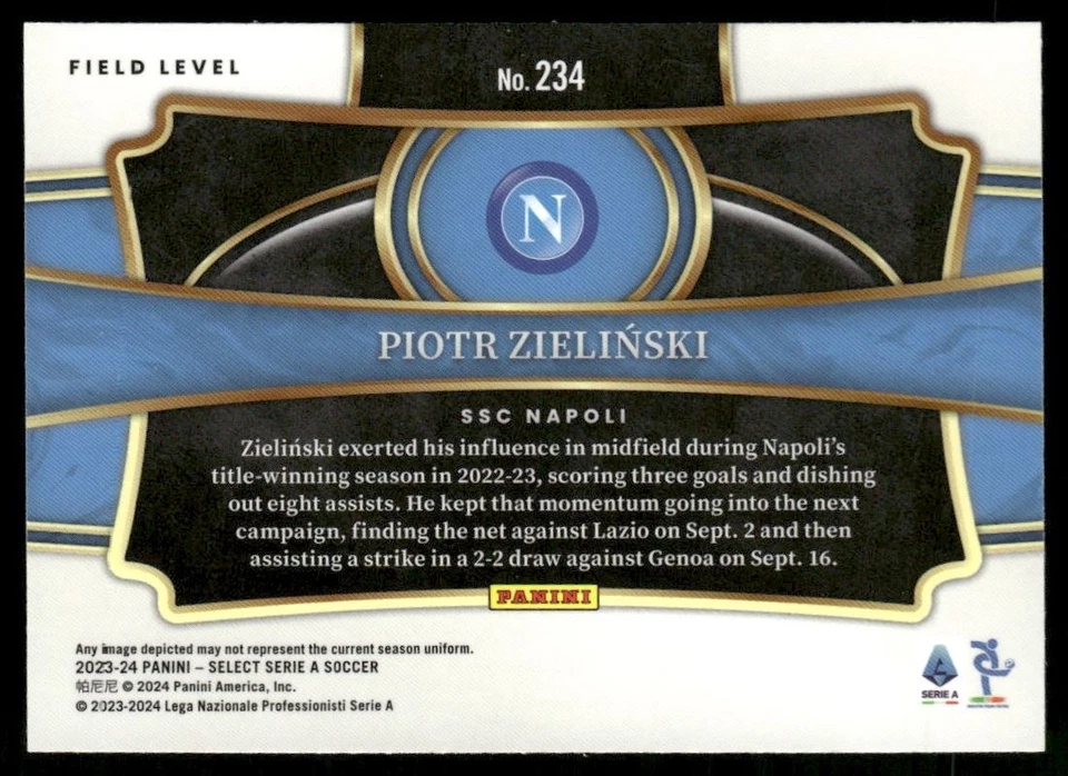 2023 PANINI SELECT SERIE A PIOTR ZIELINSKI NAPOLI #234 - Image 2 of 2