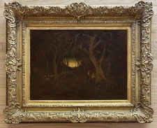 WILLIAM KEITH Original Signed California Oaks Landscape Oil Painting 16 x 22 in