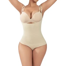 Women Tummy Control Body Sculpting Shaper Thong Seamless Bodysuit Shapewear Top