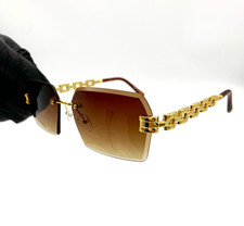 Gold Presidential Metal Frameless Multi-Color Buffs Retro Hiphop Sunglasses