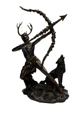 Artemis Greek Goddess of the Hunt Cold Cast Bronze Statue with Bow Figurine