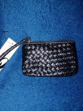 Clutch Purse Nine West Black Woven Wristlet Wallet NWT Metal Nine West Logo