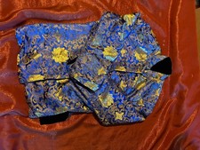 Blue Gold Brocade Jacket Womens Long Sleeve Asian Style Embroidered Velvet Coat