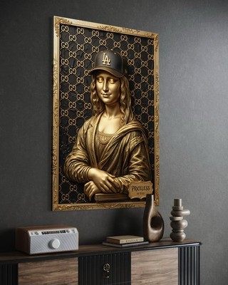Mona Lisa Leinwand Bild Geld Börse Wall Street Gold Geschenk XXL Premium