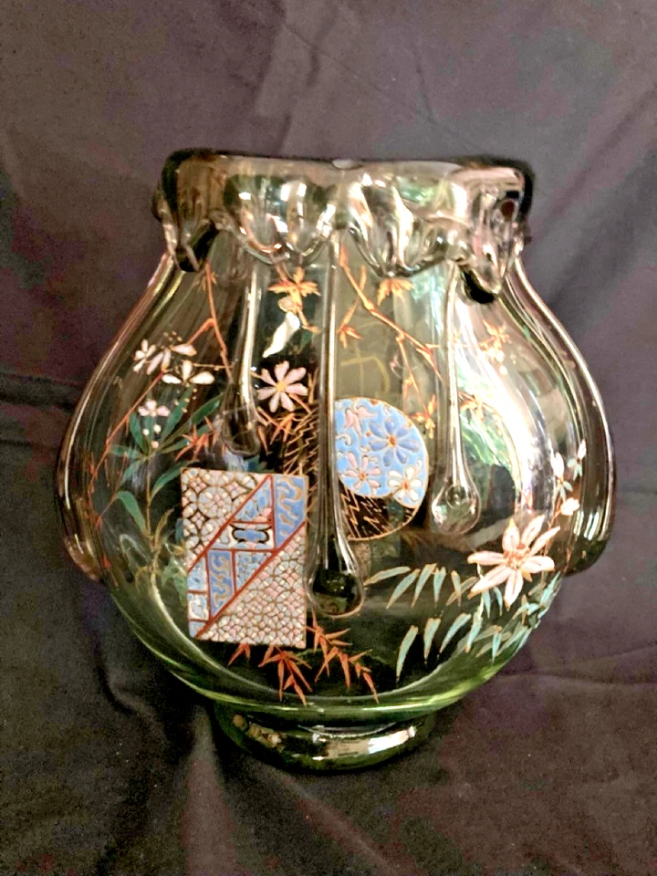 Superbe vase Art déco verre emaillé Auguste Jean, Legras, Daum, Lalique... - Photo 1/4