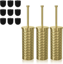 Toilet Bowl Brush and Holder Set 3 Pack with 6 Extra Brush Heads Extra Long Ha