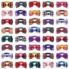 Bow Ties for Dogs, 40pcs Adjustable Bowtie Collars for Small 40pcs-plaid