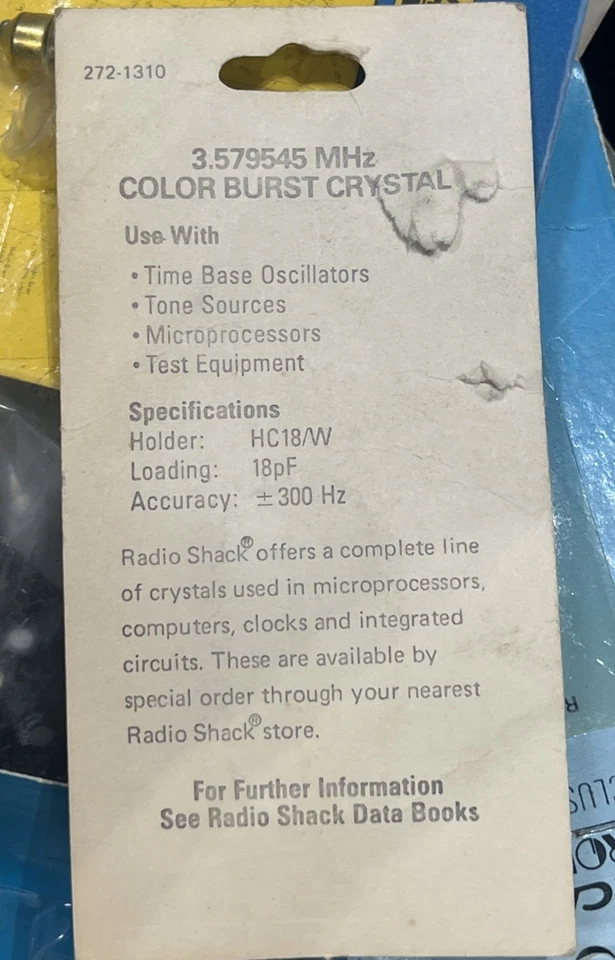 Radio Shack de cristal de cuarzo Archer 272-1310 3,579545 MHz NUEVO EN PAQUETE NUEVO EN CAJA Foto 2 de 2