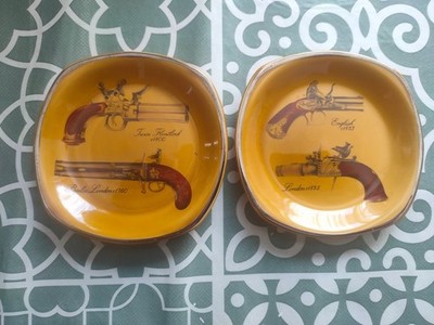 2x VINTAGE ROYAL WORCESTER PALISSY ''PISTOLEN'' KLEINE SCHALE - SEHR GUTER ZUSTAND