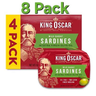 King Oscar Sardines Extra Virgin Olive Oil 3.75-Ounce Cans (Pack of 8) Dec 17 30