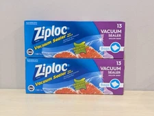 (2) Ziploc Vacuum Sealer Bag Refills Gallon Size 13 Freezer Bags
