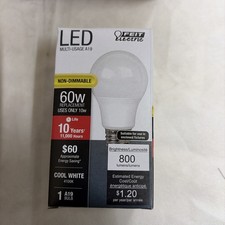 Feit Electric LED Light Bulbs, A19 60W 1 Count Pack of 1 , 4100k Cool White