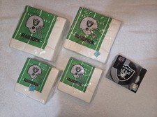 Lot of NfL Raiders Coasters Set of 4 and 4 Packages of Party Napkins Brand New