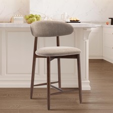 COLAMY Counter Height Bar Stools Kitchen Island Back Wood Legs for Dining CAMEL