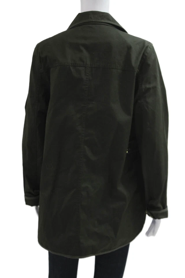 Chaqueta Militar J Crew Mujer Verde 100% Algodón Manga Larga Botón Talla M Foto 3 de 4