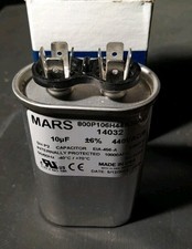 Mars 14032 Oval Motor Run Capacitor 10 MFD 440/370V, Made in USA