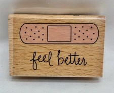 Studio G Hampton Art Band Aid Bandage Feel Better Wood Rubber Stamp NEW