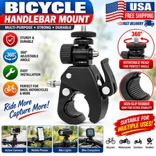 360 Rotating Bike Handlebar Camera Clamp Mount 1/4 Screw Bracket UK