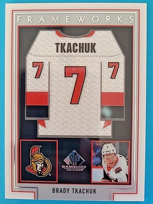 2019-20 Brady Tkachuk SP Game Used Worn FW-BT Jersey FRAMEWORKS