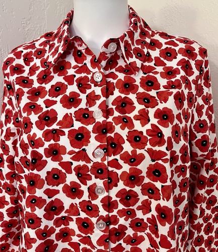 New York & Company Red Poppy Floral Pleated Drop Waist Mini Dress Size M EUC - Picture 16 of 20