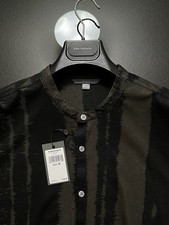 John Varvatos Collection Luxury Shirt - Linen - Band Collar Abstract Print - NWT