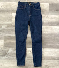 Madewell Curvy High Rise Skinny Jeans Dark Blue Magic Pockets Prep Size 27 NWOT