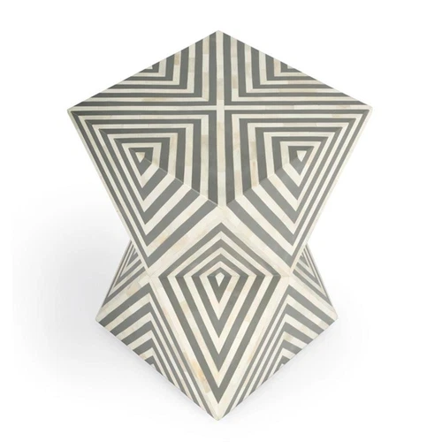 Butler Anais White And Grey Bone Inlay End Table - Picture 5 of 11