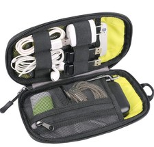 Travel Organizer Bag Cable Storage Pouch Case Portable Full Zip Grey Twill New