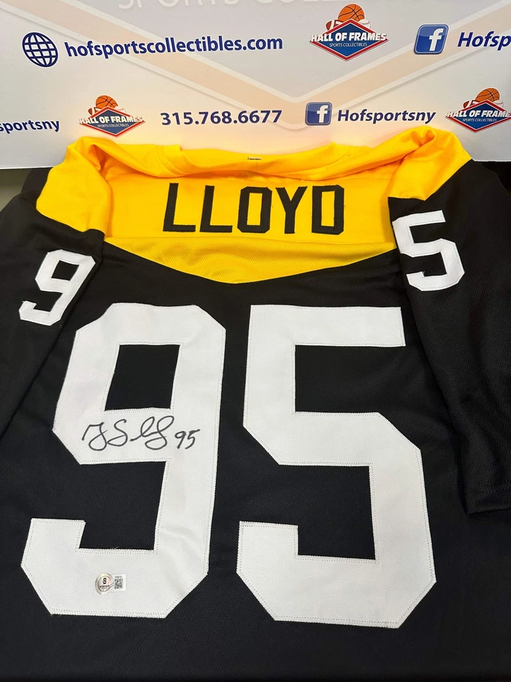 HALL OF FRAMES SPORTS COLLECTIBLES GREG LLOYD SIGNED THROWBACK STEELERS CUSTOM JERSEY - BECKETT WITNESSED COA