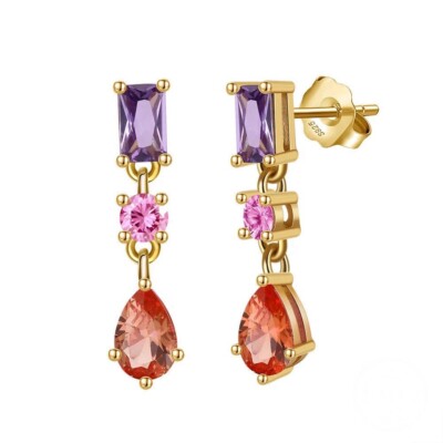 Stunning Sterling Silver CZ Amethyst Teardrop Earrings for Women | Order Now